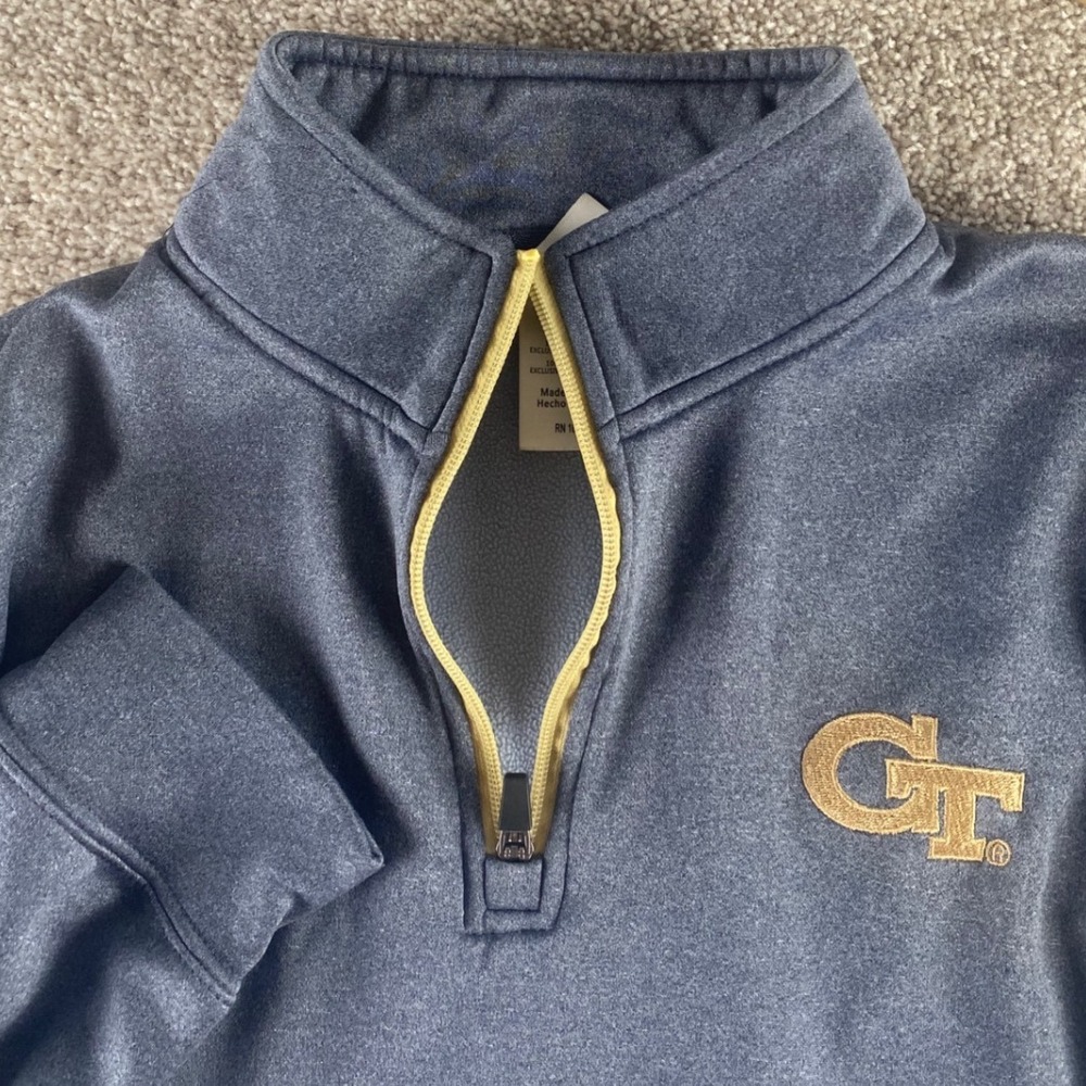 Knights Apparel Georgia Tech Yellow Jackets Quarter Zip Pullover Navy Mens M